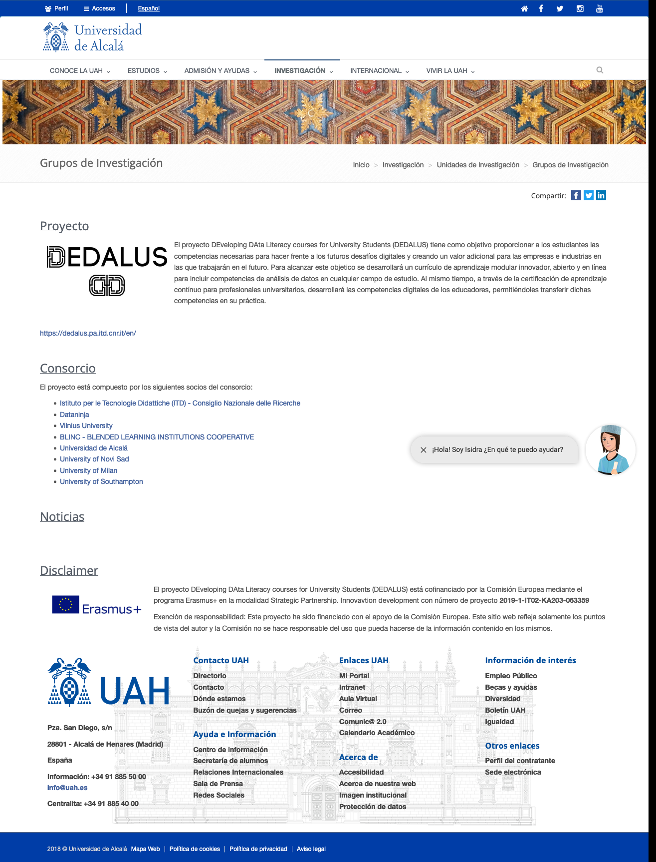 Link on Universidad de Alcalá website